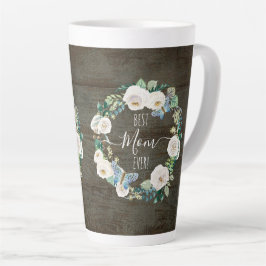 Beste Mutter je rustikales weißes Blumenholz Milchtasse