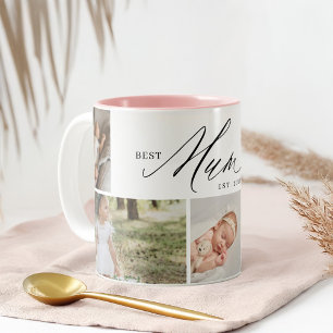 Beste Mutter je Script Mütter Tag 5 FotoCollage Zweifarbige Tasse