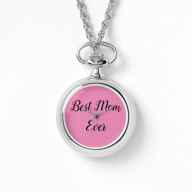 Beste Mutter je Text pink Armbanduhr (Vorderseite)