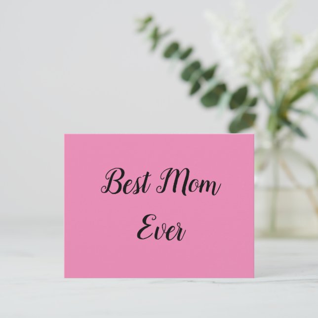 Beste Mutter je Text pink Postkarte (Stehend Vorderseite)