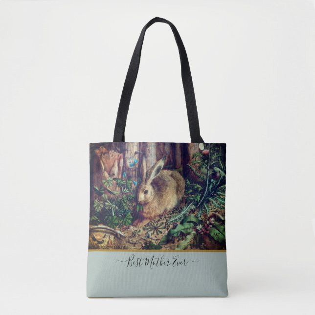 Beste Mutter je! Vintage Kaninchenfarbe Tasche (Vorderseite)