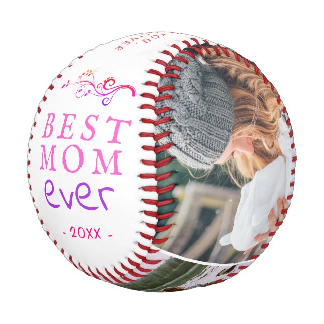 Beste Mutter Moderne Foliage 3 Benutzerdefinierte  Baseball (Schrägansicht)