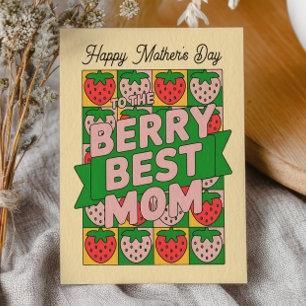 Beste Mutter Retro-Erdbeere Lustig Frohen Mutterta Postkarte