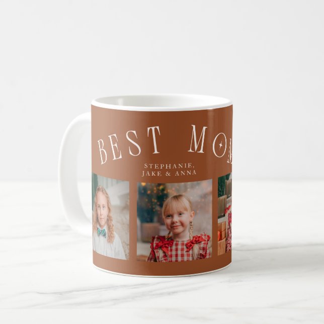 Beste Mutter überhaupt 4-Foto Terrakotta Muttertag Kaffeetasse (Vorderseite Links)