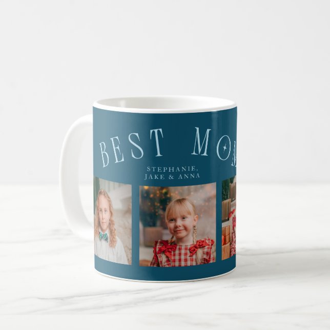 Beste Mutter überhaupt 4-Foto Türkis Muttertag  Kaffeetasse (Vorderseite Links)