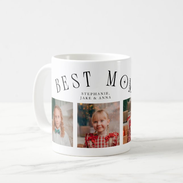 Beste Mutter überhaupt 4-Foto Weiße Muttertag  Kaffeetasse (Vorderseite Links)