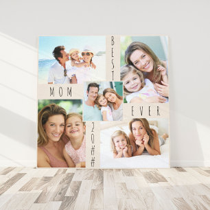 Beste Mutter überhaupt 5 Foto-Collage Neutral Beig Leinwanddruck