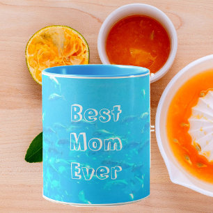 Beste Mutter überhaupt Aqua blaue Fischschwärme im Tasse