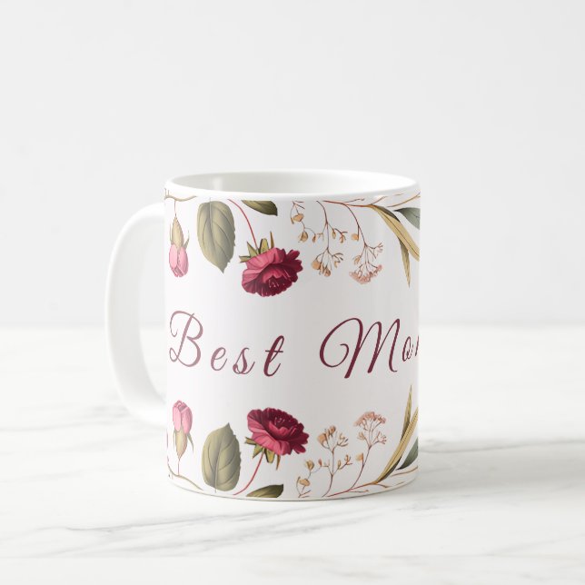 Beste Mutter überhaupt Blumen-Kaffeetasse Kaffeetasse (Vorderseite Links)