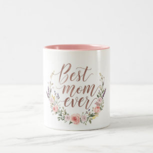 Beste Mutter überhaupt – Elegante Kalligrafie Flor Zweifarbige Tasse