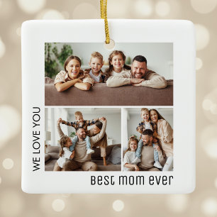 Beste Mutter überhaupt Foto-Collage Muttertag Weiß Keramikornament