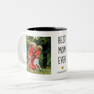 Beste Mutter überhaupt Gold Herz 2 Foto Zweifarbige Tasse