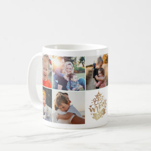 Beste Mutter überhaupt Goldschrift 9 Foto-Collage  Kaffeetasse
