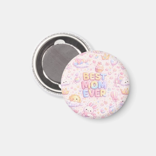 Beste Mutter überhaupt Kawaii Pastell-Muster Magnet (Vorderseite/Rückseite)