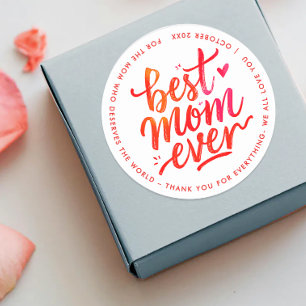 Beste Mutter überhaupt Moderne rote und weiße Pins Runder Aufkleber