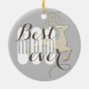 "Beste Mutter überhaupt"-Renntier Keramik Ornament