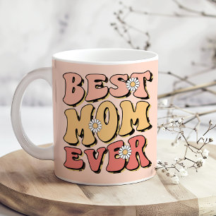 "Beste Mutter überhaupt" Retro-Rosa Weiße Margerit Kaffeetasse