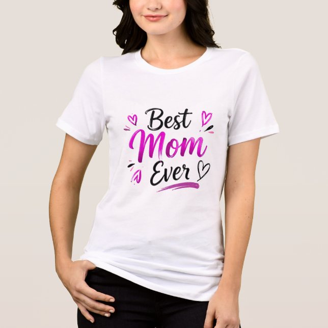 Beste Mutter überhaupt Rosa Herz Tri-Blend Shirt (Vorderseite)
