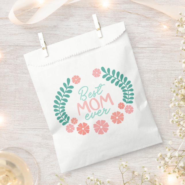 Beste Mutter überhaupt Text in floralem Rahmen Geschenktütchen (Ausgeschnitten)