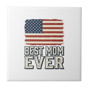 Beste Mutter überhaupt Vintage-Amerikanisches-Flag Fliese