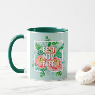 Beste Mutter überhaupt Wasserfarbe Floral Grün & G Tasse