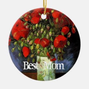Beste Mutter, Vasen mit roten Mohnblumen Keramikornament