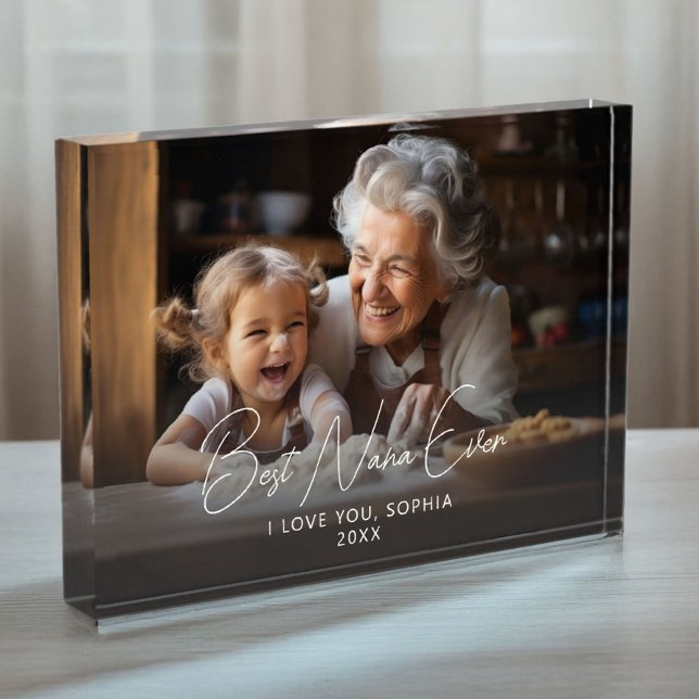 Beste Nana je Niedlicher Entenchild Keepake Fotoblock (Best Nana Ever Cute Grandchild Keepsake Photo Block)