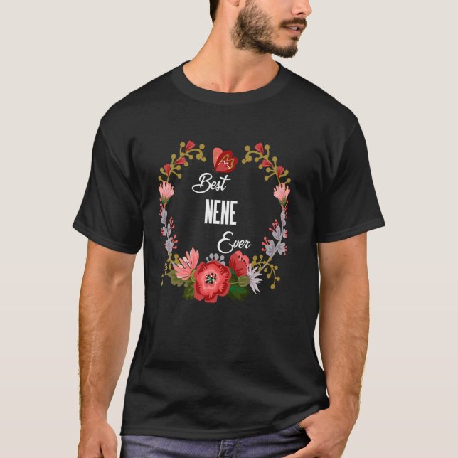Beste Nene je Orange Blumen Mama T-Shirt (Vorderseite)