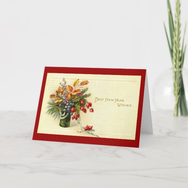 Beste Neujahrswünsche Vintag Feiertagskarte (Vorderseite)