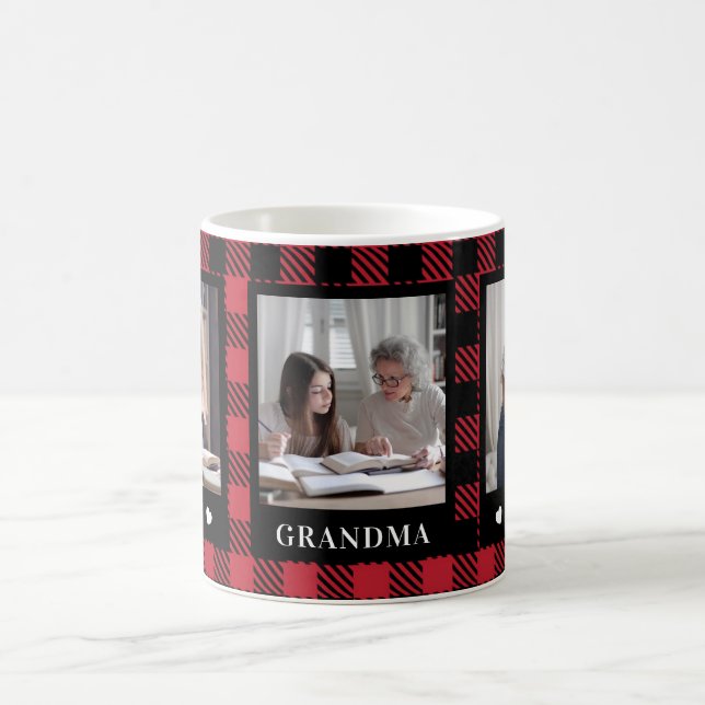 Beste Oma 3 Foto Buffalo Karierte Tasse (Mittel)