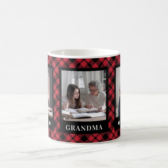 Beste Oma 3 Foto Diamond Buffalo Karierte Tasse (Mittel)