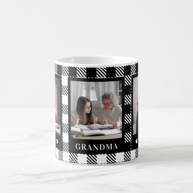 Beste Oma 3 Foto Schwarz-weiße Karierte Tasse (Mittel)