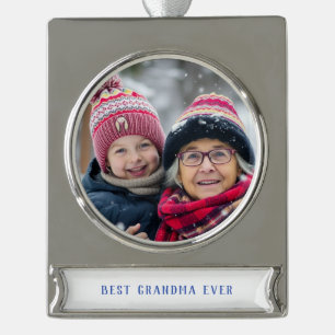 Beste Oma Aller Zeiten Foto Banner-Ornament Silber