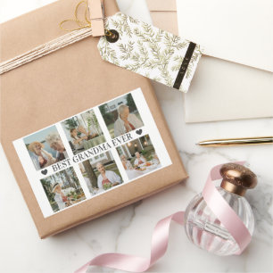 Beste Oma Aller Zeiten Foto-Kollage – Geschenk mit Rechteckiger Aufkleber