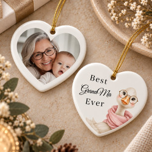 Beste Oma Aller Zeiten Gans Foto Herz Keramik Ornament