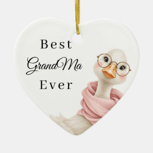 Beste Oma Aller Zeiten Gans Foto Herz Keramik Ornament