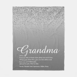 Beste Oma Definition Silber Glitter Fleecedecke