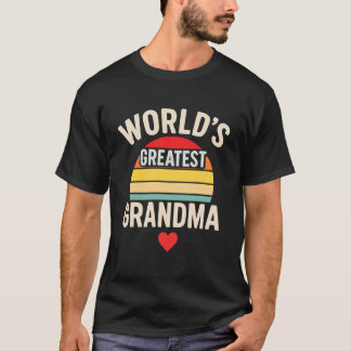 Beste Oma der Welt Retro Sonnenuntergang Herz T-Shirt
