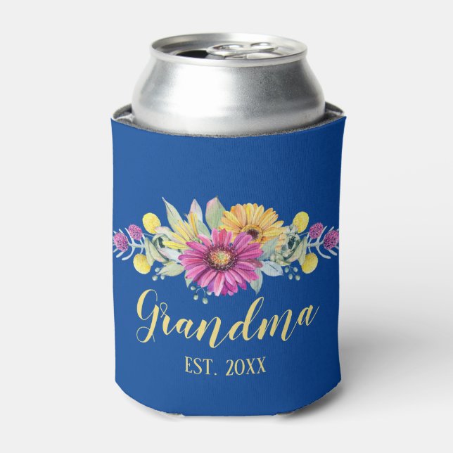 Beste Oma Elegante Floral Daisy Dosenkühler (Kanne Vorderseite)