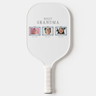 Beste Oma Est Benutzerdefiniertes Datum 3 Foto Cut Pickleball Schläger