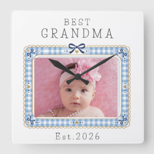 Beste Oma Est Benutzerdefiniertes Datum Foto Cute Quadratische Wanduhr