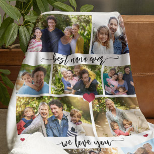 Beste Oma ever 10 Foto-Collage personalisiert Fleecedecke