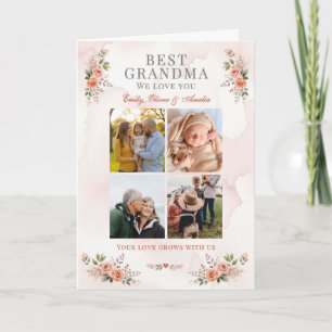 Beste Oma Foto-Collage Floral Karte