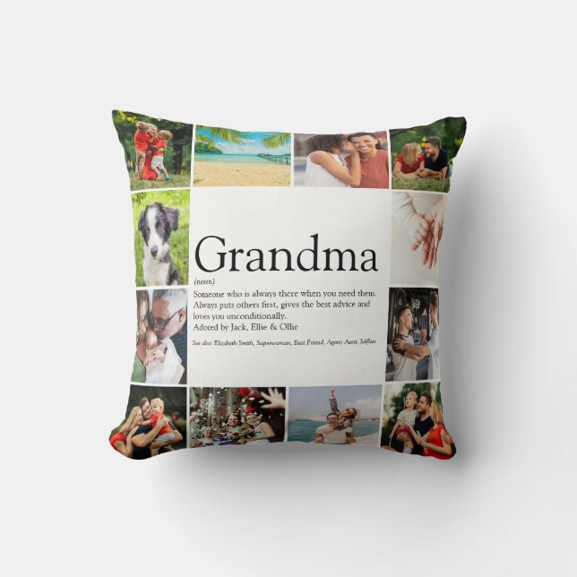 Beste Oma, Granny Definition 12 FotoCollage Kissen (Vorderseite)