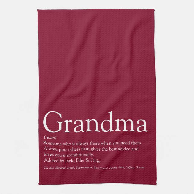 Beste Oma Großmutter Definition Burgund Geschirrtuch (Vertikal)