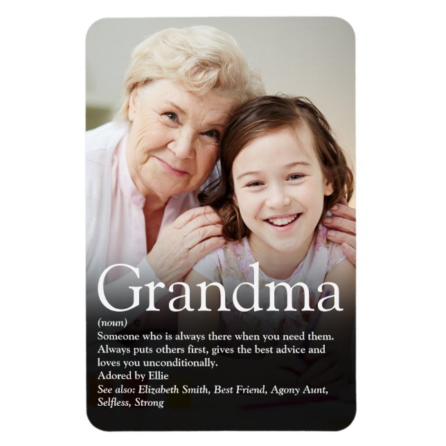 Beste Oma, Großmutter Definition Foto Magnet (Vertikal)