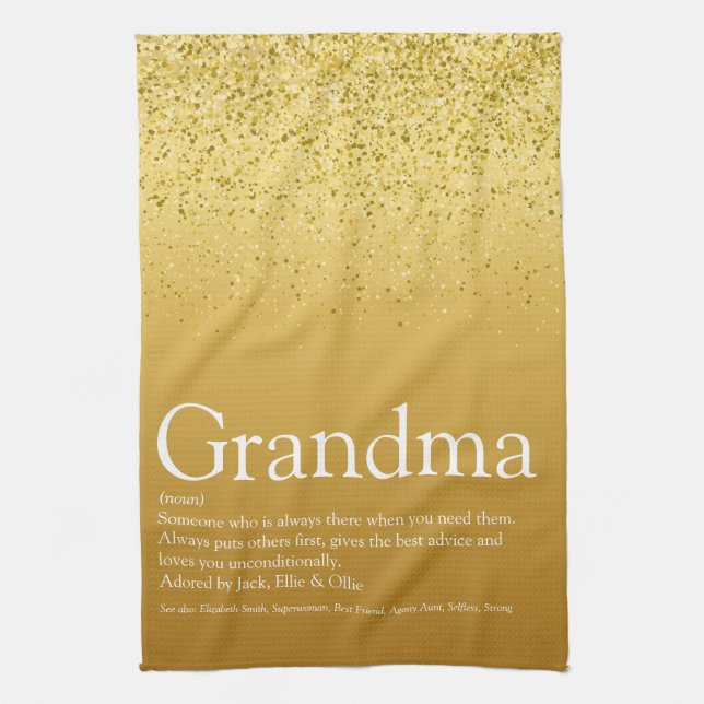 Beste Oma, Großmutter Definition Gold Glitzer Geschirrtuch (Vertikal)
