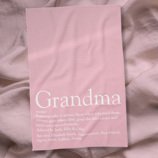 Beste Oma, Großmutter Definition Pink Geschirrtuch (Best Ever Grandma, Grandmother Definition Pink Kitchen Towel)