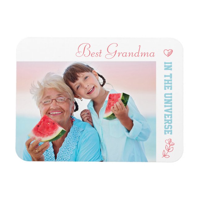 Beste Oma im Universum - Coral & Blue Foto Magnet (Horizontal)