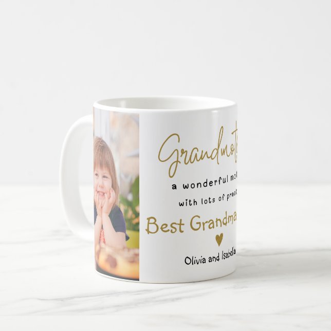 Beste Oma je 2 Fotovorlage Großmutter Kaffeetasse (Vorderseite Links)